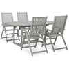 Image de Vidaxl Ensemble De Salle Ã Manger De Jardin 5 PiÃ¨ces (150-200) X 100 Cm En Bois D'acacia Massif Gris
