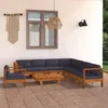 Image de Vidaxl Salon De Jardin 9 Pcs Avec Coussins Gris FoncÃ© Bois D'acacia