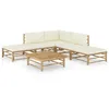 Image de Vidaxl Salon De Jardin 6 Pcs Avec Coussins Blanc CrÃ¨me Bambou