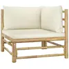 Image de Salons de jardin VidaXL  Salon de jardin  5 pcs bambou blanc crème avec coussins P31600275
