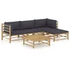 Image de Vidaxl Salon De Jardin 5 Pcs Avec Coussins Gris FoncÃ© Bambou