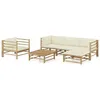 Image de Vidaxl Salon De Jardin 6 Pcs Avec Coussins Blanc CrÃ¨me Bambou