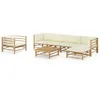 Image de Ensemble Salon ExtÃ©rieur 7 PiÃ¨ces En Bambou Avec Coussins SÃ©chage Rapide & Design Modulable