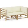 Image de Vidaxl Salon De Jardin 2 Pcs Avec Coussins Blanc CrÃ¨me Bambou