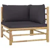 Image de Vidaxl Salon De Jardin 4 Pcs Avec Coussins Gris FoncÃ© Bambou