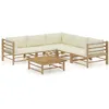 Image de Vidaxl Salon De Jardin 6 Pcs Avec Coussins Blanc CrÃ¨me Bambou