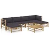 Image de Ensemble De Salon De Jardin 7 PiÃ¨ces Avec Coussins En Bambou Gris FoncÃ©, Mobilier Modulaire