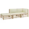 Image de Vidaxl Salon De Jardin 3 Pcs Avec Coussins Blanc CrÃ¨me Bambou