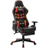 Image de vidaXL Chaise de jeu avec repose-pied Noir et orange Cuir artificiel