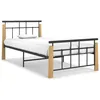 Image de vidaXL Cadre de lit sans matelas mÃ©tal bois de chÃªne massif 90x200 cm
