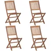 Image de Ensemble De 4 Chaises Pliantes Empilables En Bois D'acacia Massif Pour Salle Ã Manger