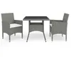 Image de Vidaxl Ensemble Ã DÃ®ner De Jardin 3 Pcs Gris RÃ©sine TressÃ©e Et Verre