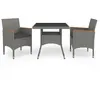 Image de Vidaxl Ensemble Ã DÃ®ner De Jardin 3 Pcs Gris RÃ©sine TressÃ©e Et Acacia