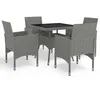 Image de Vidaxl Ensemble Ã DÃ®ner De Jardin 5 Pcs Gris RÃ©sine TressÃ©e Et Verre