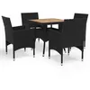 Image de Vidaxl Ensemble Ã DÃ®ner De Jardin 5 Pcs Noir RÃ©sine TressÃ©e Et Acacia