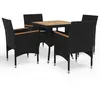Image de Vidaxl Ensemble Ã DÃ®ner De Jardin 5 Pcs Noir RÃ©sine TressÃ©e Et Acacia