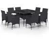 Image de Vidaxl Ensemble Ã DÃ®ner De Jardin 9 Pcs RÃ©sine TressÃ©e Et Verre Noir