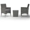 Image de vidaXL Ensemble de bistro 3 pcs RÃ©sine tressÃ©e et verre trempÃ© Gris