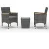Image de vidaXL Ensemble de bistro 3 pcs RÃ©sine tressÃ©e et verre trempÃ© Gris