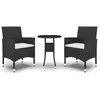 Image de Vidaxl Mobilier Ã DÃ®ner De Jardin 3 Pcs RÃ©sine TressÃ©e Noir