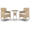 Image de Vidaxl Mobilier Ã DÃ®ner De Jardin 3 Pcs RÃ©sine TressÃ©e Beige