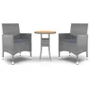Image de Vidaxl Ensemble De Salle Ã Manger De Jardin 3 Pcs RÃ©sine TressÃ©e Gris