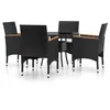 Image de Vidaxl Mobilier De Salle Ã Manger De Jardin 5 Pcs RÃ©sine TressÃ©e Noir