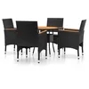Image de Vidaxl Mobilier De Salle Ã Manger De Jardin 5 Pcs RÃ©sine TressÃ©e Noir