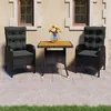 Image de Vidaxl Ensemble Ã DÃ®ner De Jardin 3 Pcs RÃ©sine TressÃ©e Et Acacia Noir
