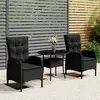 Image de Vidaxl Ensemble De Bistro De Jardin 3 Pcs RÃ©sine TressÃ©e Noir