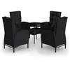 Image de Vidaxl Mobilier De Bistro De Jardin 5 Pcs RÃ©sine TressÃ©e Noir