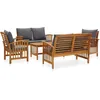 Image de Ensemble De Salon De Jardin 5 PiÃ¨ces Avec Coussins En Bois D'acacia Massif Et Table Ã Lattes