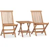 Image de Vidaxl Mobilier Ã DÃ®ner D'extÃ©rieur Pliable 3 Pcs Bois Solide De Teck