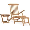 Image de Vidaxl Chaise Longue De Jardin Avec Repose-Pied Et Table Bois De Teck