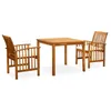 Image de Vidaxl Mobilier Ã DÃ®ner De Jardin 3 Pcs Et Coussins Acacia Solide