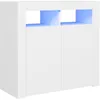 Image de Vidaxl Buffet Avec LumiÃ¨res Led Blanc 80x35x75 Cm