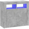 Image de Vidaxl Buffet Avec LumiÃ¨res Led Gris BÃ©ton 80x35x75 Cm