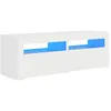 Image de Meuble TV 120 x 35 x 40 cm bois contreplaquÃ© blanc Ãclairage LED RVB USB Design moderne