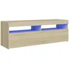 Image de Meuble Tv 120x35x40 Cm ChÃªne Sonoma Bois ContreplaquÃ© Ãclairage Led Rvb Usb Design Moderne
