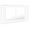 Image de Vidaxl Armoire De Salle De Bain Ã Miroir Ã Led Blanc 90x12x45 Cm