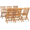 Image de Vidaxl Mobilier Ã DÃ®ner D'extÃ©rieur Pliable 7 Pcs Bois Solide De Teck