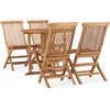 Image de Vidaxl Mobilier Ã DÃ®ner D'extÃ©rieur Pliable 5 Pcs Bois Solide De Teck