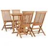 Image de Vidaxl Mobilier Ã DÃ®ner D'extÃ©rieur Pliable 5 Pcs Bois Solide De Teck