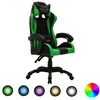Image de vidaXL Fauteuil de jeux vidÃ©o avec LED RVB Vert et noir Similicuir