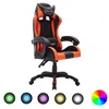 Image de vidaXL Fauteuil de jeux vidÃ©o avec LED RVB Orange et noir Similicuir