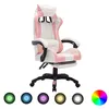 Image de vidaXL Fauteuil de jeux vidÃ©o avec LED RVB Rose et blanc Similicuir