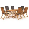 Image de Vidaxl Salon De Jardin 7 Pcs Avec Coussins Bois De Teck Massif Gris