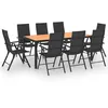 Image de Vidaxl Ensemble De Salle Ã Manger De Jardin 9 Pcs Noir Et Marron