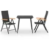 Image de Vidaxl Ensemble De Salle Ã Manger De Jardin 3 Pcs Noir Et Marron