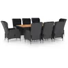 Image de vidaXL Mobilier Ã  dÃ®ner 9 pcs avec coussins RÃ©sine tressÃ©e Gris foncÃ©